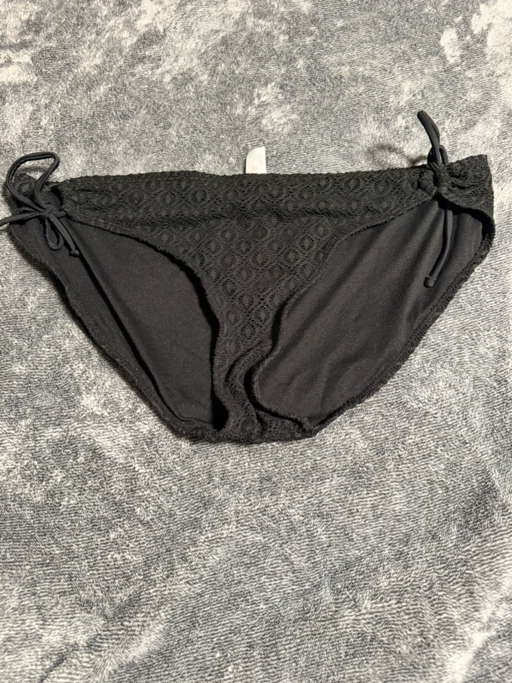 Black Lace Trim Side-Tie Bikini Bottom
